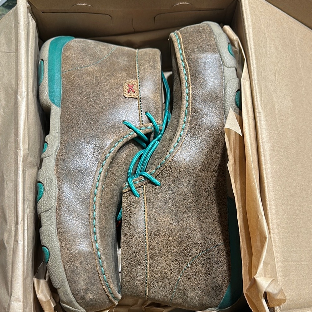 Twisted X Bomber Turquoise Leather Boots Alloy Toe Work women’s